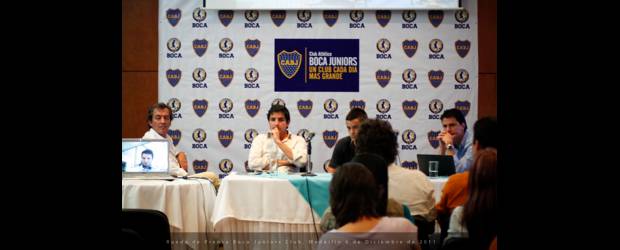 Boca ya tiene su franquicia en Antioquia | Cortesía | Jorge Iván Liévano, en el centro, es el representante de la Franquicia Máster CABJ Colombia, que traerá la marca de Boca para fútbol y mercadeo.
