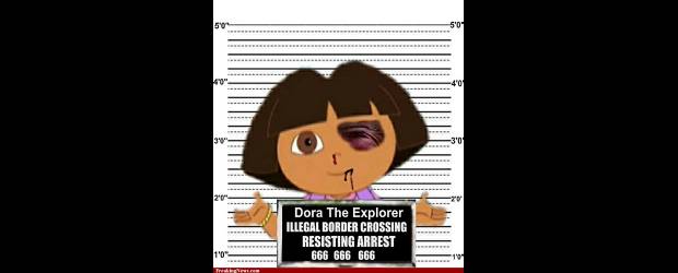 Dora, la exploradora ¿indocumentada? | Cortesía | La imagen de Dora, donde está siendo fichada por la policía, está dando vueltas desde finales del año pasado, cuando Debbie Groben, de Sarasota, Florida, la presentó en un concurso de noticias falsas del portal FreakingNews.com. Para los padres, el origen étnico y la ciudadanía de Dora son irrelevantes.