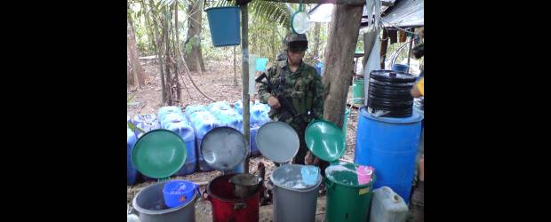 Ejército destruye laboratorio de cocaína | Cortesía | Fuentes militares aseguraron que el laboratorio destruido en Yarumal, pertenecía a las bandas criminales que delinquen en el norte de Antioquia.