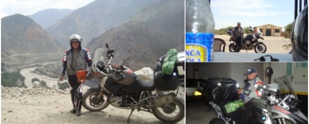 Desde Medellín, en moto, para ver el Dakar | Cortesía Hernán Cedeño, Límites De Perú Y Bolivia | Además de inconvenientes en carretera, se sufre por incomodidades y soledad. Hernán Cedeño, empresario de aparatos tecnológicos, cumple un extenso recorrido por la carretera Panamericana hacia el sur del continente. Todo por ver el Dakar.