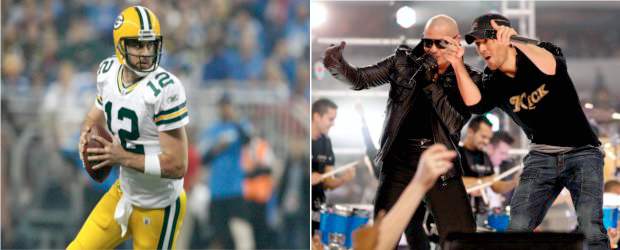 Los Packers siguen imbatibles en la NFL | Reuters | Aaron Rodgers, izq., fue figura en el triunfo de los Packers. Pitbull y Enrique Iglesias, der., se presentaron en el juego entre los Cowboys y los Dolphins en Dallas.