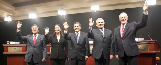 Candidatos a presidencia de Perú debatieron sobre el modelo económico | Reuters | De izquierda a derecha, Alejandro Toledo, Keiko Fujimori, Ollanta Humala, Luis Castañeda y Pedro Pablo Kucynski.