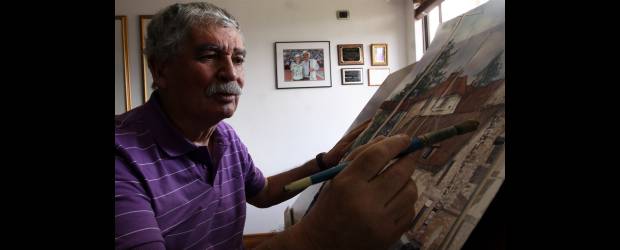 El Juan Valdez que también fue pintor | Hernán Vanegas | Carlos José Sánchez Jaramillo se interesó por la pintura desde cuando estaba pequeño. Hasta se retiró de estudiar bachillerato por dedicarse al dibujo comercial, para, como dice él, para ganarse unos pesos. Ahora pinta acuarelas.
