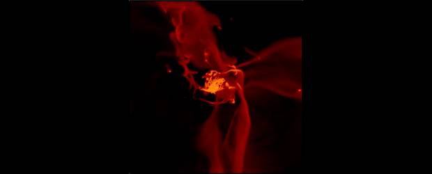 Hallaron gases del comienzo del universo | Cortesía Ceverino, Dekel & Primack | Esta es una simulación del gas detectado con los telescopios del Observatorio Keck en Mauna Kea, Hawai. No había muchos espacios del universo que tuvieran elementos pesados, que surgen en las violentas reacciones internas en las estrellas.