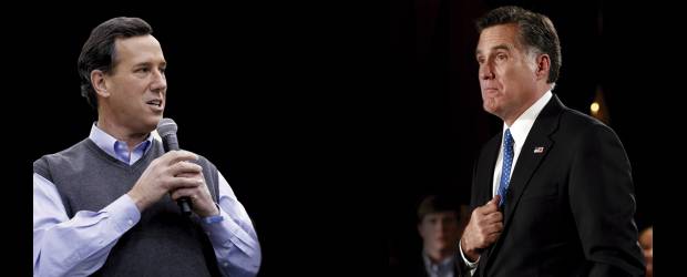 Dos rostros, un objetivo: Obama | Ap - Des Moines, Estados Unidos | La estrecha victoria del precandidato republicano Mitt Romney (derecha) sobre Rick Santorum (izquierda) fue vista por analistas como una ventaja para la reelección del presidente Obama en las elecciones del próximo noviembre.