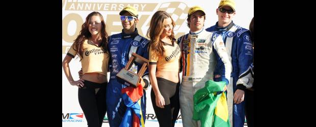 Yacamán ya piensa solo en la Indycar | Cortesía Gustavo Yacamán | Le sacó fruto de su subida al podio Gustavo Yacamán. No dejó la bandera de Colombia y tampoco el trofeo que expuso orgullosamente.