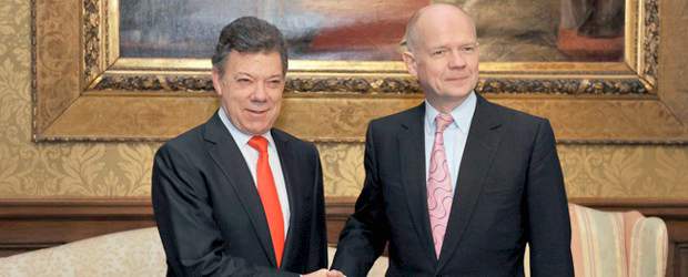 El ministro británico de Exteriores, William Hague se reunió este martes con el mandatario colombiano, Juan Manuel Santos. | Cortesía Presidencia | El ministro británico de Exteriores, William Hague se reunió este martes con el mandatario colombiano, Juan Manuel Santos.