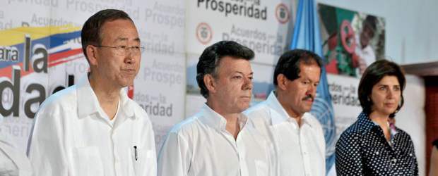 Gobierno Nacional y ONU revisarán acuerdos de cooperación | Cortesía Presidencia | La revisión fue anunciada durante un encuentro sobre las tareas de la ONU en Colombia convocado en Cartagena por el presidente Santos en coincidencia con la visita del secretario general del organismo, Ban Ki-moon.