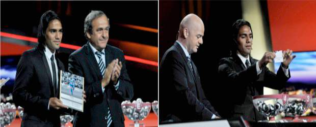 Falcao fue la estrella del sorteo de la Liga Europa | Reuters | Falcao recibió de manos de Platini la placa conmemorativa y también hizo parte del configuración de la fase de grupos de la Liga Europa.