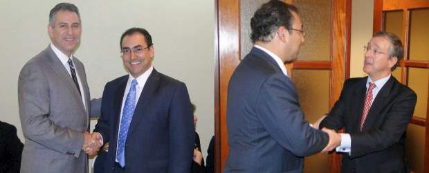 Europa y E.U... ¡A la vista! | Cortesía | El ministro de Comercio, Industria y Turismo, Sergio Díaz-Granados, saluda al subsecretario de Comercio de Estados Unidos, Francisco Sánchez (a la izquierda). Y, a la derecha, se encuentra con Joao Aguiar Machado, director General Adjunto de Comercio de la Comisión Europea.