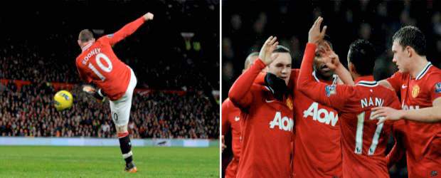 Wayne Rooney anotó dos goles y el United recortó camino | Reuters | Rooney (2) y Nani (2) marcaron los tantos que le permitieron al United sumar tres puntos.