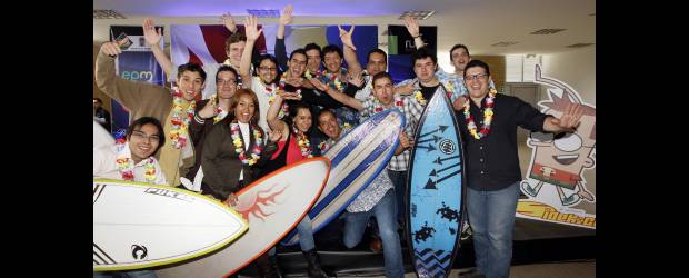 Surfistas paisas animan a Chuck | Jaime Pérez | Felices con el trabajo que realizan, los integrantes del equipo animador de Pipeline son de Antioquia, Montería, Bucaramanga, Sincelejo y Cali.