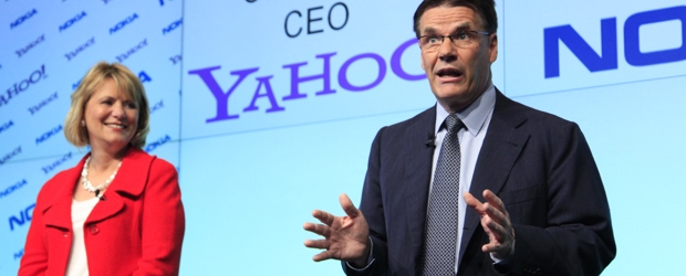 La alianza del gigante móvil y el titán de internet fue anunciado este lunes por Carol Bartz, consejera delegadoa de Yahoo y Olli-Pekka Kallasvuo, CEO de Nokia. | AP | La alianza del gigante móvil y el titán de internet fue anunciado este lunes por Carol Bartz, consejera delegadoa de Yahoo y Olli-Pekka Kallasvuo, CEO de Nokia.