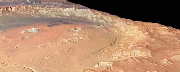 Revelaron fotos de cráter donde hubo agua en Marte | Reuters | Junto al Eberswalde (foto) hay otro cráter, el Holden, de 140 kilómetros de diámetro.