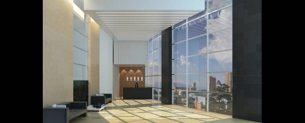 Su ubicación es estratégica | | Este será el lobby de los apartaestudios, ubicados en la torre Platinum flats. Serán doce pisos con un área en el tercer nivel de zona húmeda.