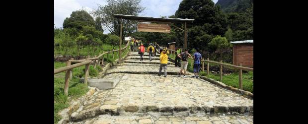 A pie hasta Monserrate | Colprensa | Una romería de feligreses asistió a la reapertura del sendero que conduce al santuario de Monserrate el jueves de la semana que pasó. Quienes deseaban llegar a la cima del cerro debían transportarse utilizando el teleférico o el funicular. La Alcaldía de Bogotá prohibió la presencia de los vendedores que solían instalarse a lo largo del recorrido.