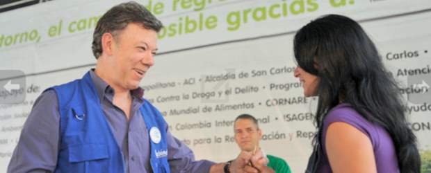 El presidente Santos dijo que hay que desminar a Colombia | Cortesía Presidencia | El presidente Juan Manuel Santos estuvo en la entrega de viviendas del Programa Aldeas de EPM, en San Carlos, Oriente antioqueño.