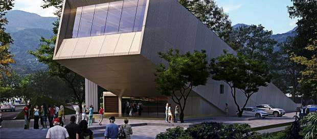Otraparte será parque cultural | La parte superior de la nueva edificación, donde irá la biblioteca, irrumpirá sobre la esquina en la que la propiedad conecta con la Avenida El Poblado. IMAGEN RENDER CORTESÍA ANDRÉS OBREGÓN.