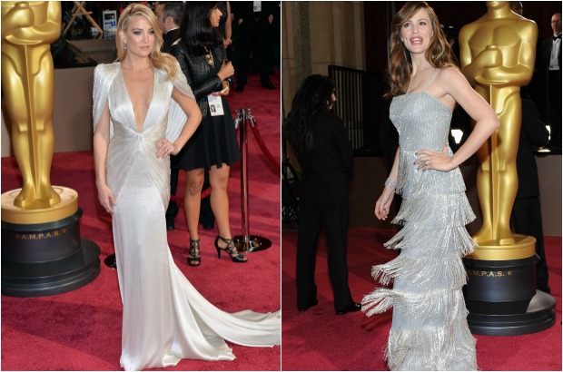 AFP - El brillo lo escogieron Kate Hudson vestida de Atelier Versace y Jennifer Garner con un diseño del venezolano Oscar de la Renta.