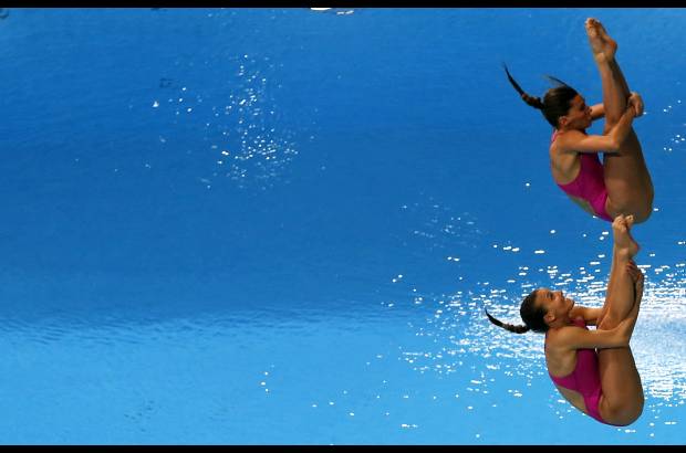 AFP - Competencia de clavados en Dubai. En la imagen la pareja italiana.