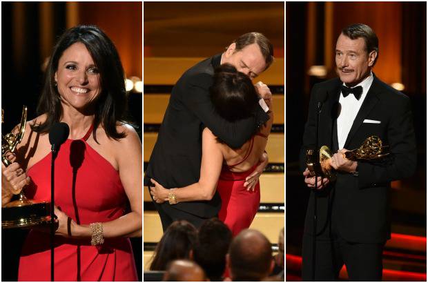AFP - Cranston, que plantó un apasionado beso a Julia Louis-Dreyfus cuando la intérprete fue nombrada mejor actriz de comedia por "Veep", obtuvo su cuarto Emmy por encarnar a Walter White, su personaje de "Breaking Bad".