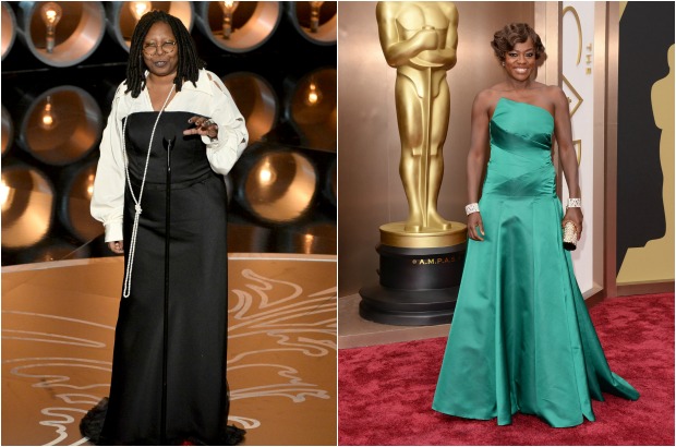 AFP - Deslucieron Whoopy Goldberg de quien no hay referencias de su diseñador y Viola Davis vestida de Escada.