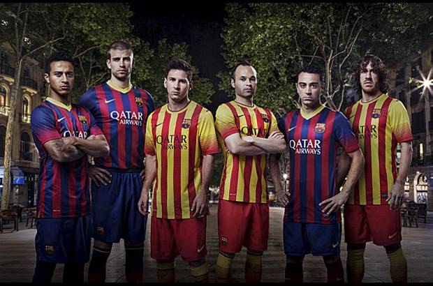 FOTOS NIKE - Thiago, Piqu&#233;, Messi, Iniesta, Xavi y Puyol, sirvieron de modelos del primer y segundo uniforme del equipo.