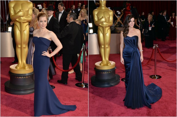 AFP - En tono azul Amy Adams de Gucci y Sandra Bullock de Alexander McQueen.