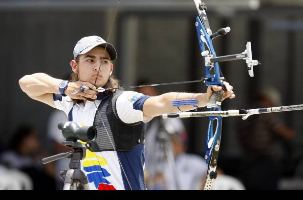 Colprensa - Los hombres colombianos fueron los protagonistas de la Ronda Olímpica en arco recurvo. Daniel Pacheco (en la foto) hizo 110 puntos y Diego Torres 97.