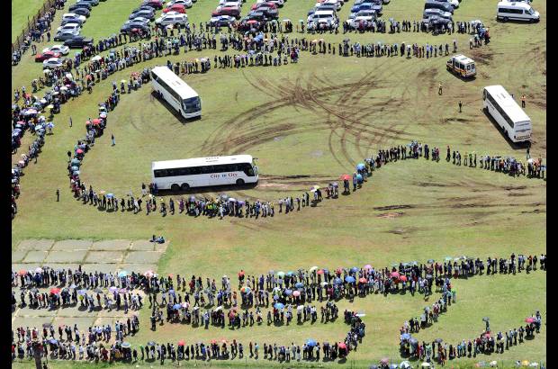 AP - En este lugar Mandela tomó posesión como el primer presidente negro y democráticamente electo del país en 1994.