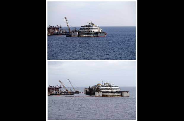 REUTERS - Los responsables de las operaciones de reflote de la embarcación informaban en su perfil de twitter de la evolución de los trabajos, cuyo comienzo fue posible debido al estado favorable de la mar.