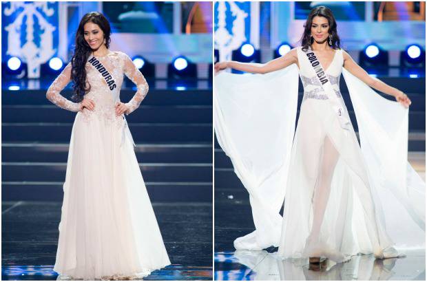 Reuters - Diana Schoutsen Mendoza, Miss Honduras y Luc&#237;a Aldana, Miss Colombia, tambi&#233;n de blanco.