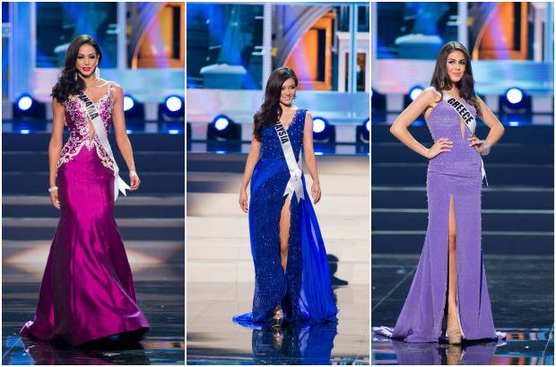 Reuters - Carolina Brid, Miss Paraguay; Carey Ng, Miss Malasia y Anastasia Sidiropoulo, Miss Grecia.