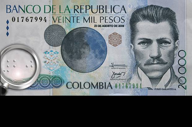 Cortesía Banco de la República - Los billetes incorporan en el costado izquierdo y en alto relieve una señal adicional que corresponde al número 10 y al número 20, dependiendo de la denominación, en el sistema braille para que puedan ser reconocidos por los invidentes.