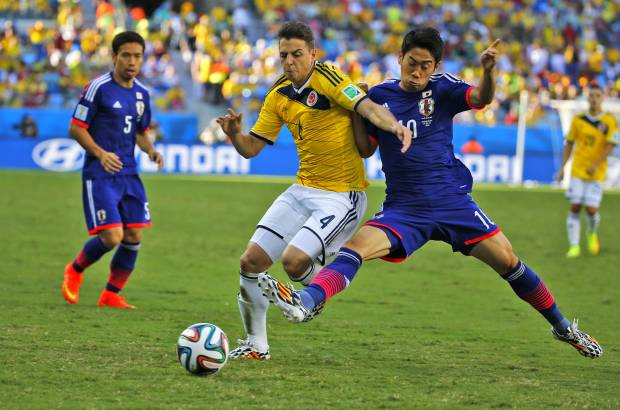 FOTO JUAN ANTONIO SÁNCHEZ, enviado especial a Cuiabá, Brasil - El seleccionado tricolor terminó su participación en primera ronda con goleada 4-1 sobre Japón y avanzó como primera del Grupo C a los octavos de final del Mundial. Los goles ante los nipones los marcaron Cuadrado, Jackson y James, Okazaki anotó el descuento.