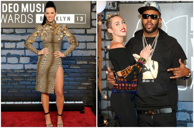 AP y Reuters - En la alfombra roja de los MTV Katy Perry mostr&#243; tambi&#233;n sus dientes dorados y Miley Cyrus posa con Mike Will Made.