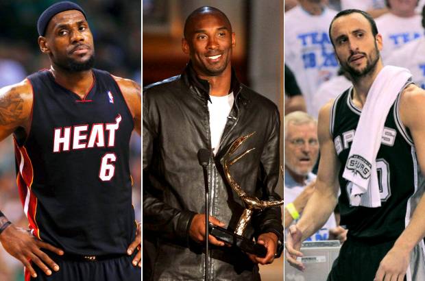 Reuters y archivo - LeBron James, jugador de Miami Heat y Kobe Bryant, jugador de Los &#193;ngeles Lakers, son dos de las figuras del Dream Team de Estados Unidos. Emanuel Gin&#243;bili es la gran estrella del conjunto argentino.