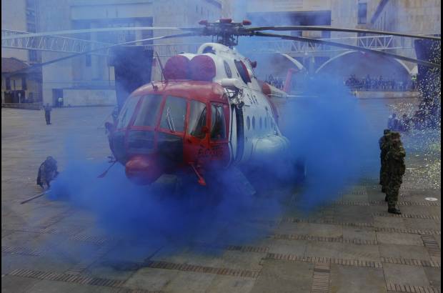 Colprensa - El helic&#243;ptero Libertad 1, que particip&#243; en la operaci&#243;n Jaque, contra las Farc, tambi&#233;n se exhibi&#243; en la parada militar.