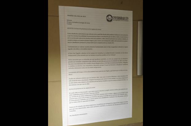 Catalina Hernández Osorio - Estudiantes de la Universidad CES redactaron esta carta a los grupos armados y la enviarán por intermedio del Ministerio de Defensa.