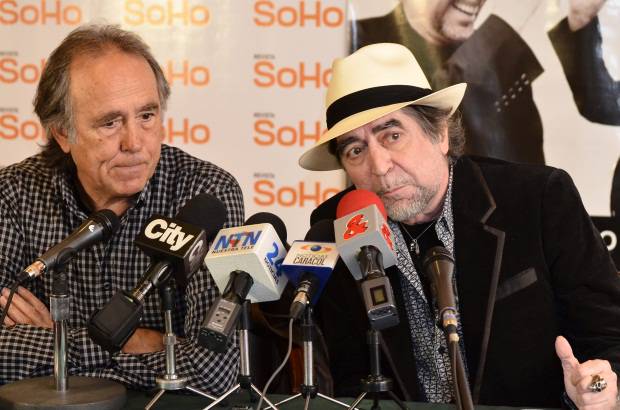 COLPRENSA - Los cantantes espa&#241;oles Joaqu&#237;n Sabina y Joan Manuel Serrat llegaron al pa&#237;s para presentar su nuevo &#225;lbum La Orquesta del Titanic.