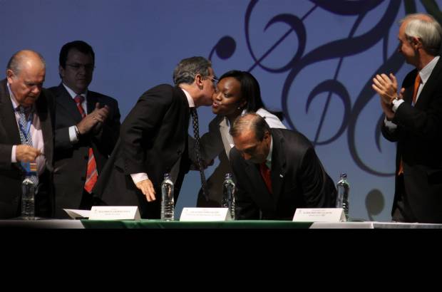Hern&#225;n Venegas - En el acto inaugural, el presidente Uribe destac&#243; la labor de la ministra de Cultura, Paula Marcela Moreno Zapata, en la organizaci&#243;n del evento.