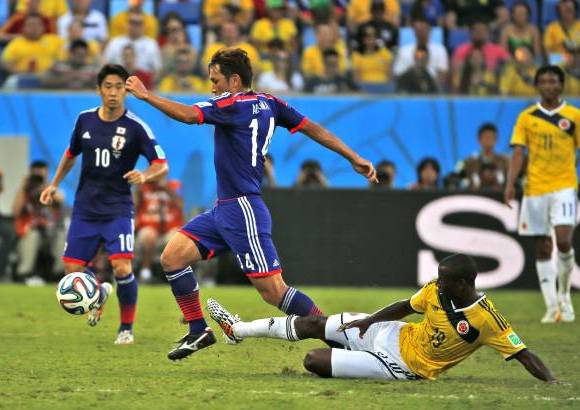 FOTO JUAN ANTONIO SÁNCHEZ, enviado especial a Cuiabá, Brasil - El seleccionado tricolor terminó su participación en primera ronda con goleada 4-1 sobre Japón y avanzó como primera del Grupo C a los octavos de final del Mundial. Los goles ante los nipones los marcaron Cuadrado, Jackson y James, Okazaki anotó el descuento.