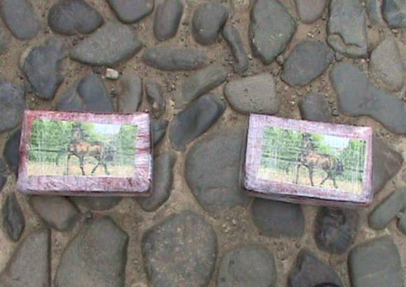 Cortes&#237;a: Polic&#237;a - Los paquetes de coca&#237;na ten&#237;an todos una foto de un caballo que identifica la banda a la que le pertenece el alucin&#243;geno.
