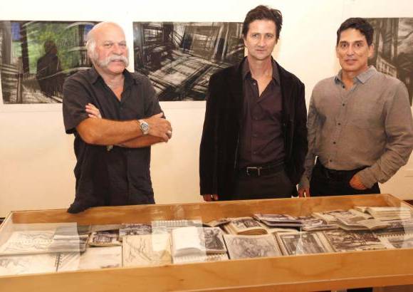 Fotos manuel saldarriaga - Ronny Vayda (escultor), Jorge G&#243;mez y Jose David L&#243;pez (galerista).