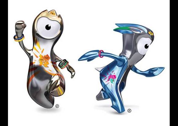 Wenlock y Mandeville - Las mascotas de los Juegos Ol&#237;mpicos y Paral&#237;mpicos de Londres 2012 fueron dise&#241;adas por Michael Morpurgo, de la compa&#241;&#237;a Iris Design, quien se inspir&#243; en dos localidades brit&#225;nicas con ra&#237;ces ol&#237;mpicas y en las gotas de acero del Estadio Ol&#237;mpico. Wenlock tiene tres puntos en su cabeza que equivalen a los lugares en el podium de los campeones y su cuerpo es una alegor&#237;a a la uni&#243;n de naciones en Londres. Mandeville lleva en su mu&#241;eca un cron&#243;metro con el a&#241;o de realizaci&#243;n de las Olimpiadas y en su cabeza los colores Paral&#237;mpicos: azul, rojo y verde.