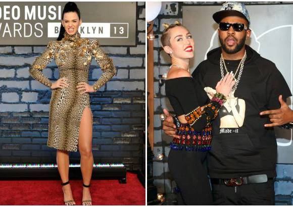AP y Reuters - En la alfombra roja de los MTV Katy Perry mostr&#243; tambi&#233;n sus dientes dorados y Miley Cyrus posa con Mike Will Made.