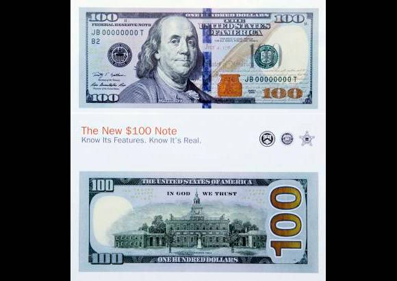 AP - Estados Unidos presentó su nuevo billete de 100 dólares, el cual contiene más herramientas de seguridad para combatir la falsificación.