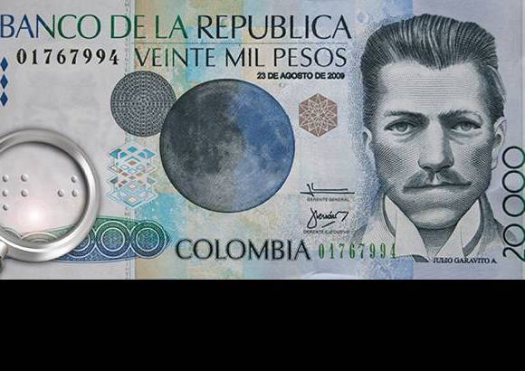Cortesía Banco de la República - Los billetes incorporan en el costado izquierdo y en alto relieve una señal adicional que corresponde al número 10 y al número 20, dependiendo de la denominación, en el sistema braille para que puedan ser reconocidos por los invidentes.