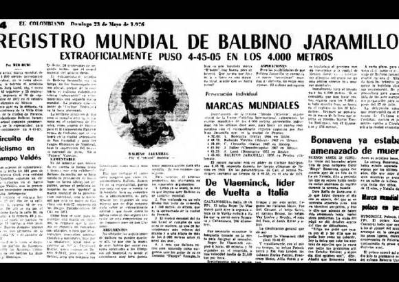 Archivo - Facsimil de El Colombiano sobre sus hazañas en la pista sobre todo en el velódromo Cochise Rodríguez.