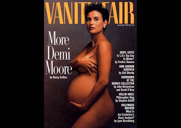 Cortes&#237;a - La portada de la revista Vanity Fair en agosto de 1991 ayud&#243; a incrementar la fama de Demi Moore. En su momento muchas tiendas solo vend&#237;an la revista con un papel encima, la imagen fue la inspiraci&#243;n para que famosas aparecieran desnudas en estado de embarazo.